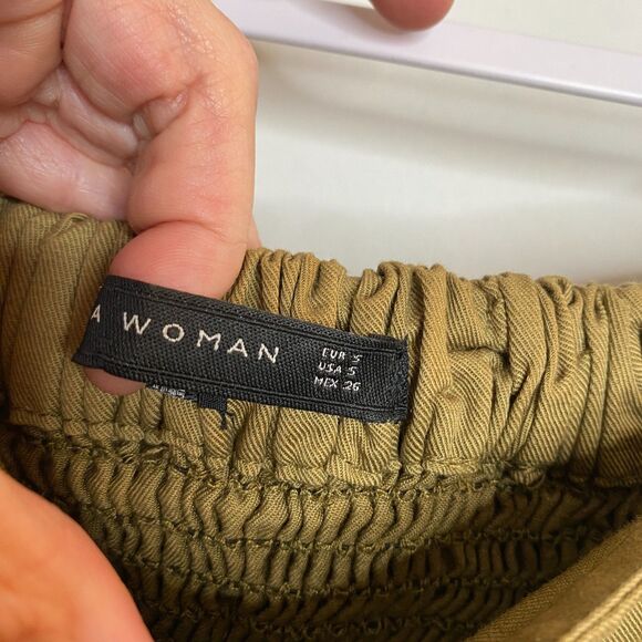 Zara Woman Off-the-Shoulder Poof Sleeve Green Button Detail Dress Size S - Picture 10 of 16